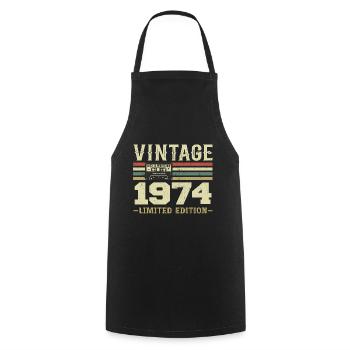 Vintage 1974 Retro 1974 Birthday Gift - Cooking Apron - black - Front - AI Model Male 185 dark (185cm)