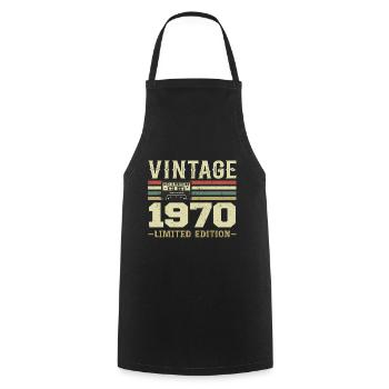 Vintage, 1970er Jahre, Retro, 1970er Jahre, Geburtstagsgeschenk - Kochschürze - Schwarz - Vorne - AI Model Male 185 dark (185cm)