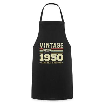 Vintage 1950 Rétro Cadeau D’anniversaire 1950 - Tablier de cuisine - noir - Devant - AI Model Male 185 dark (185cm)