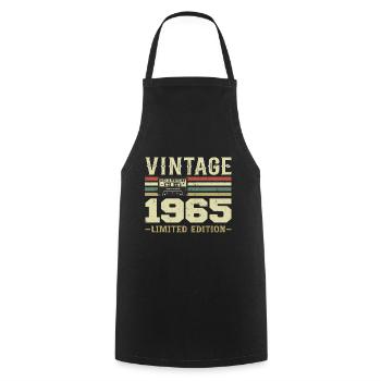 Vintage 1965 Rétro Cadeau D’anniversaire 1965 - Tablier de cuisine - noir - Devant - AI Model Male 185 dark (185cm)