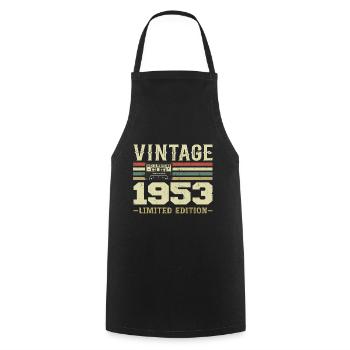 Jahrgang 1953 Retro 1953 Geburtstagsgeschenk - Kochschürze - Schwarz - Vorne - AI Model Male 185 dark (185cm)