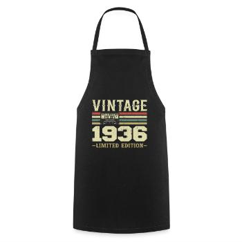 Jahrgang 1936 Retro 1936 Geburtstagsgeschenk - Kochschürze - Schwarz - Vorne - AI Model Male 185 dark (185cm)