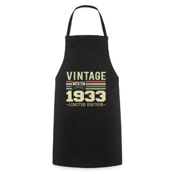 Jahrgang 1933 Retro 1933 Geburtstagsgeschenk - Kochschürze - Schwarz - Vorne - AI Model Male 185 dark (185cm)