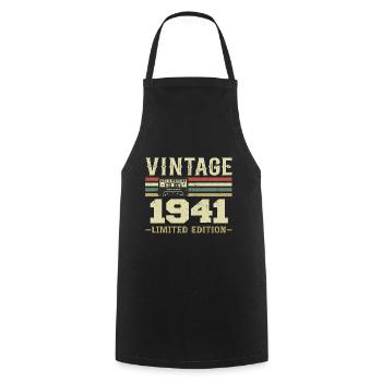 Vintage 1941 Retro 1941 Birthday Gift - Cooking Apron - black - Front - AI Model Male 185 dark (185cm)