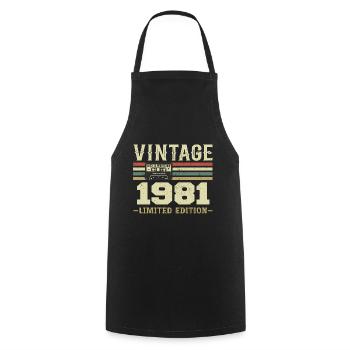 Vintage 1981 Rétro Cadeau D’anniversaire 1981 - Tablier de cuisine - noir - Devant - AI Model Male 185 dark (185cm)