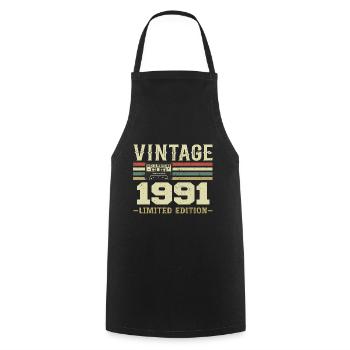 Jahrgang 1991 Retro 1991 Geburtstagsgeschenk - Kochschürze - Schwarz - Vorne - AI Model Male 185 dark (185cm)