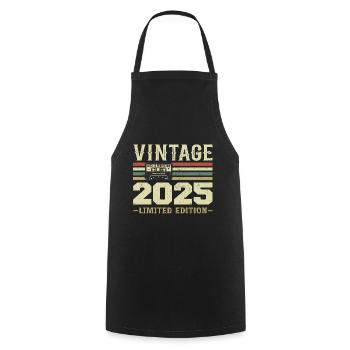 Vintage 2025 Retro Birthday Gift 2025 - Cooking Apron - black - Front - AI Model Male 185 dark (185cm)