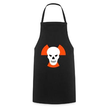 Skull with an evil eye in front of radiation warning signs - Cooking Apron - black - Front - AI Model Male 185 dark (185cm)