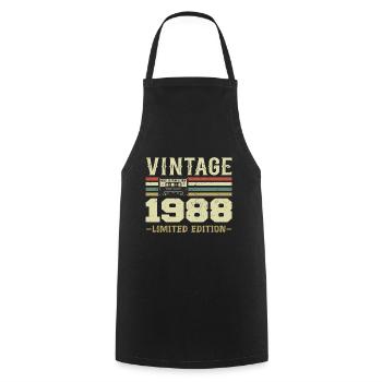 Jahrgang 1988 Retro 1988 Geburtstagsgeschenk - Kochschürze - Schwarz - Vorne - AI Model Male 185 dark (185cm)