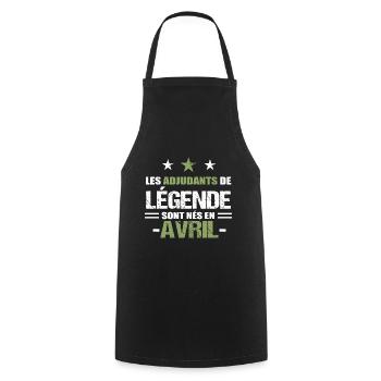 Adjudant cadeau anniversaire avril militaire - Tablier de cuisine - noir - Devant - AI Model Male 185 dark (185cm)