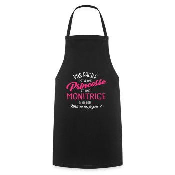 Princesse et monitrice - Tablier de cuisine - noir - Devant - AI Model Male 185 dark (185cm)