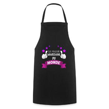 Elue Meilleure Marraine Du Monde Cadeau Filleuls - Tablier de cuisine - noir - Devant - AI Model Male 185 dark (185cm)