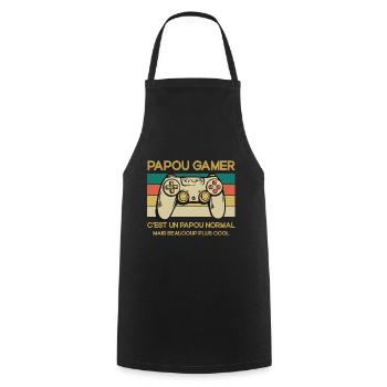 Cadeaux Papa - Fête des Pères - Gamer Jeux-vidéos - Tablier de cuisine - noir - Devant - AI Model Male 185 dark (185cm)