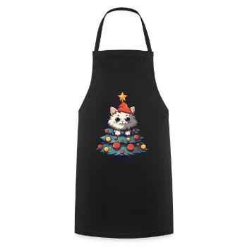 Christmas cat: play at the Christmas tree - Cooking Apron - black - Front - AI Model Male 185 dark (185cm)