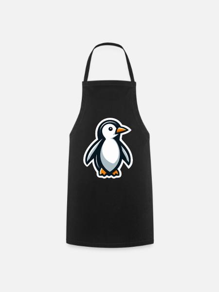 Süßer Pinguin Cartoon Minimalistisch - Kochschürze - Schwarz