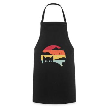 Drôle de chat dans un style rétro - Tablier de cuisine - noir - Devant - AI Model Male 185 dark (185cm)