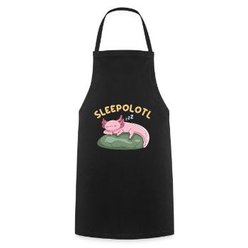 Sleepolotl Pun Design for Axolotl Lovers - Cooking Apron - black - Front - AI Model Male 185 dark (185cm)