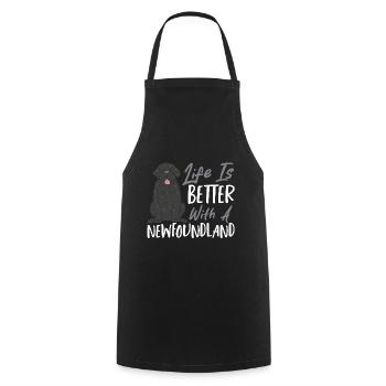 La vie est meilleure avec un Terre-Neuve - Tablier de cuisine - noir - Devant - AI Model Male 185 dark (185cm)