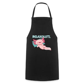 Relaxolotl Pun Design for Axolotl Lovers - Cooking Apron - black - Front - AI Model Male 185 dark (185cm)