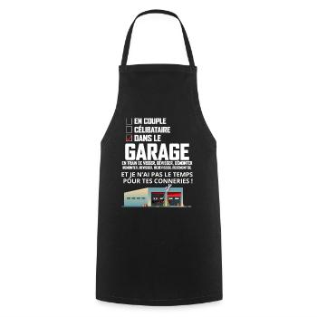 Dans Le Garage Cadeau Humour Papa - Tablier de cuisine - noir - Devant - AI Model Male 185 dark (185cm)