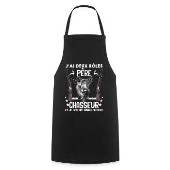 Pere et chasseur de sanglier - Tablier de cuisine - noir - Devant - AI Model Male 185 dark (185cm)