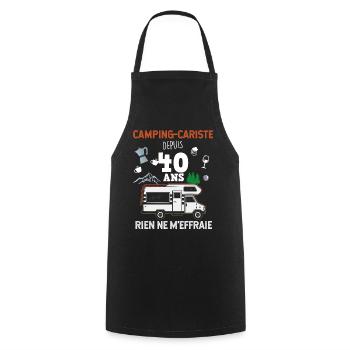 Camping-car Homme Camping-cariste Depuis 40 Ans - Tablier de cuisine - noir - Devant - AI Model Male 185 dark (185cm)