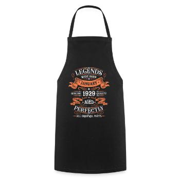 The legends were born in January 1929 gift - Cooking Apron - black - Front - AI Model Male 185 dark (185cm)