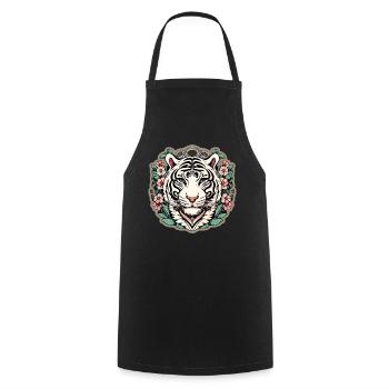 Tiger mit japanischen Kirschblüten Blüten Geschenk - Kochschürze - Schwarz - Vorne - AI Model Male 185 dark (185cm)