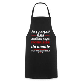 Pas parfait mais meilleur papa footballeur - Tablier de cuisine - noir - Devant - AI Model Male 185 dark (185cm)