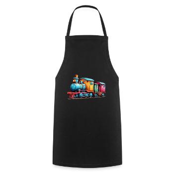 Small colorful train for boys and girls - Cooking Apron - black - Front - AI Model Male 185 dark (185cm)