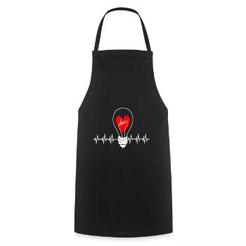 Ampoule d'amour comme fréquence cardiaque en blanc - Tablier de cuisine - noir - Devant - AI Model Male 185 dark (185cm)