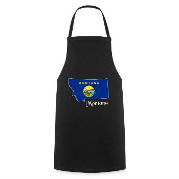 Montana Flagge Karte Design für stolze Montaner - Kochschürze - Schwarz - Vorne - AI Model Male 185 dark (185cm)