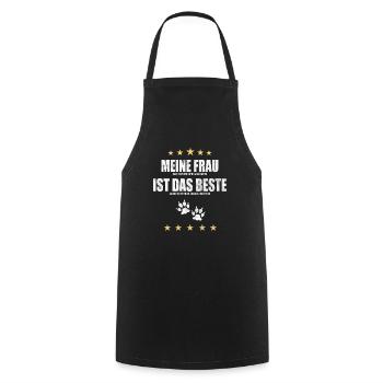 Ma femme | Chien | Gassi | plein d'esprit - Tablier de cuisine - noir - Devant - AI Model Male 185 dark (185cm)