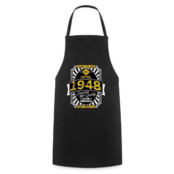 1948 APRIL - Cooking Apron - black - Front - AI Model Male 185 dark (185cm)