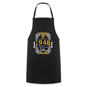1948 JANUARY - Cooking Apron - black - Front - AI Model Male 185 dark (185cm)