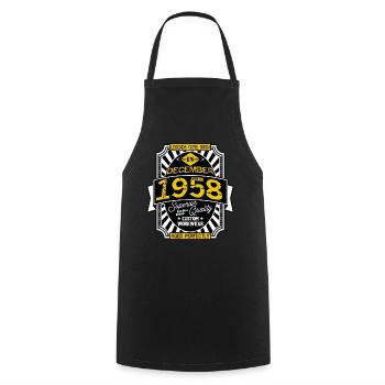 1958 DECEMBER - Tablier de cuisine - noir - Devant - AI Model Male 185 dark (185cm)
