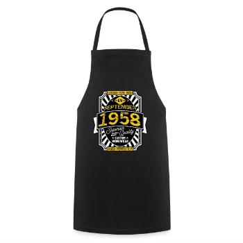 1958 SEPTEMBER - Tablier de cuisine - noir - Devant - AI Model Male 185 dark (185cm)