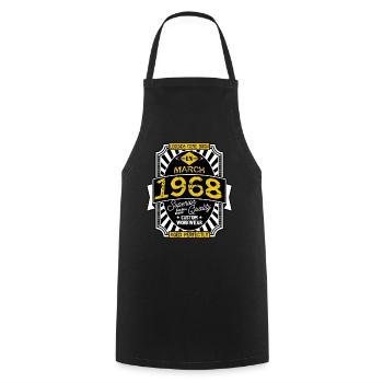 1968 MARCH - Cooking Apron - black - Front - AI Model Male 185 dark (185cm)