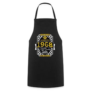 1968 JANUARY - Cooking Apron - black - Front - AI Model Male 185 dark (185cm)