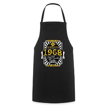 1968 FEBRUARY - Cooking Apron - black - Front - AI Model Male 185 dark (185cm)