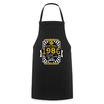 1986 NOVEMBER - Tablier de cuisine - noir - Devant - AI Model Male 185 dark (185cm)
