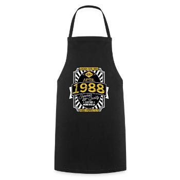 1988 APRIL - Cooking Apron - black - Front - AI Model Male 185 dark (185cm)