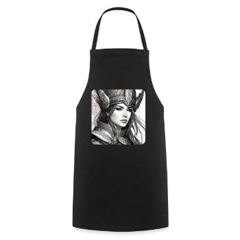 Fantasy Anime Fille Viking Germanique Trigues Moyen Âge - Tablier de cuisine - noir - Devant - AI Model Male 185 dark (185cm)