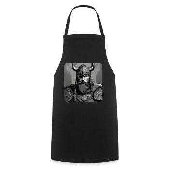 Fier Viking avec des cornes casque berserker germanique - Tablier de cuisine - noir - Devant - AI Model Male 185 dark (185cm)
