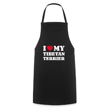 I Love My Tibetan Terrier Tibetan Terrier Gift - Cooking Apron - black - Front - AI Model Male 185 dark (185cm)