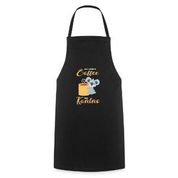 Les koalas et le café - Tablier de cuisine - noir - Devant - AI Model Male 185 dark (185cm)