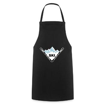 Ski and mountain - Cooking Apron - black - Front - AI Model Male 185 dark (185cm)