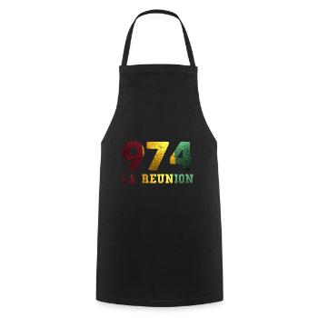 974 la Réunion Rasta Vibrations Positives - Tablier de cuisine - noir - Devant - AI Model Male 185 dark (185cm)
