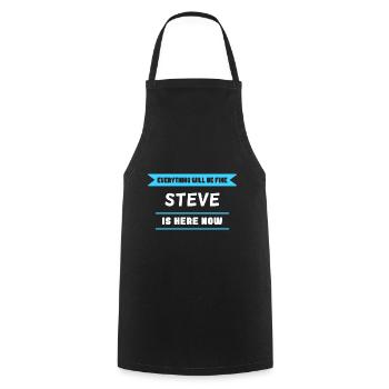 Steve Namenszusatz für stolze Steves - Kochschürze - Schwarz - Vorne - AI Model Male 185 dark (185cm)