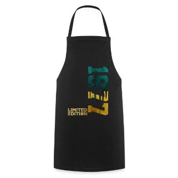 49TH BIRTHDAY LIMITED EDITION 1977 - Cooking Apron - black - Front - AI Model Male 185 dark (185cm)